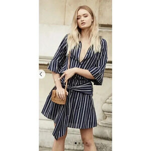 The Jetset Diaries Night Sky With Silver Stripe Kensington Mini Dress Size Large